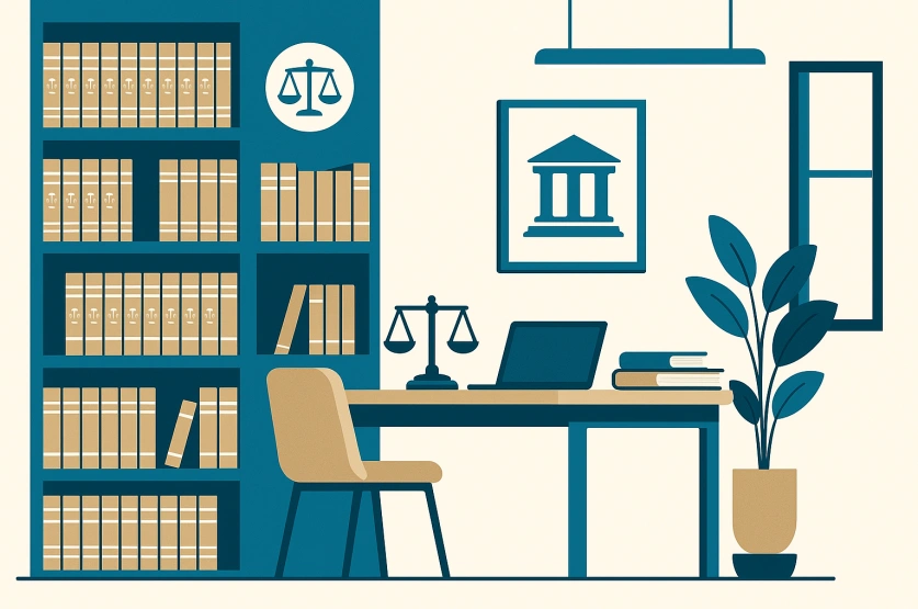 Boutique law library and legal workspace